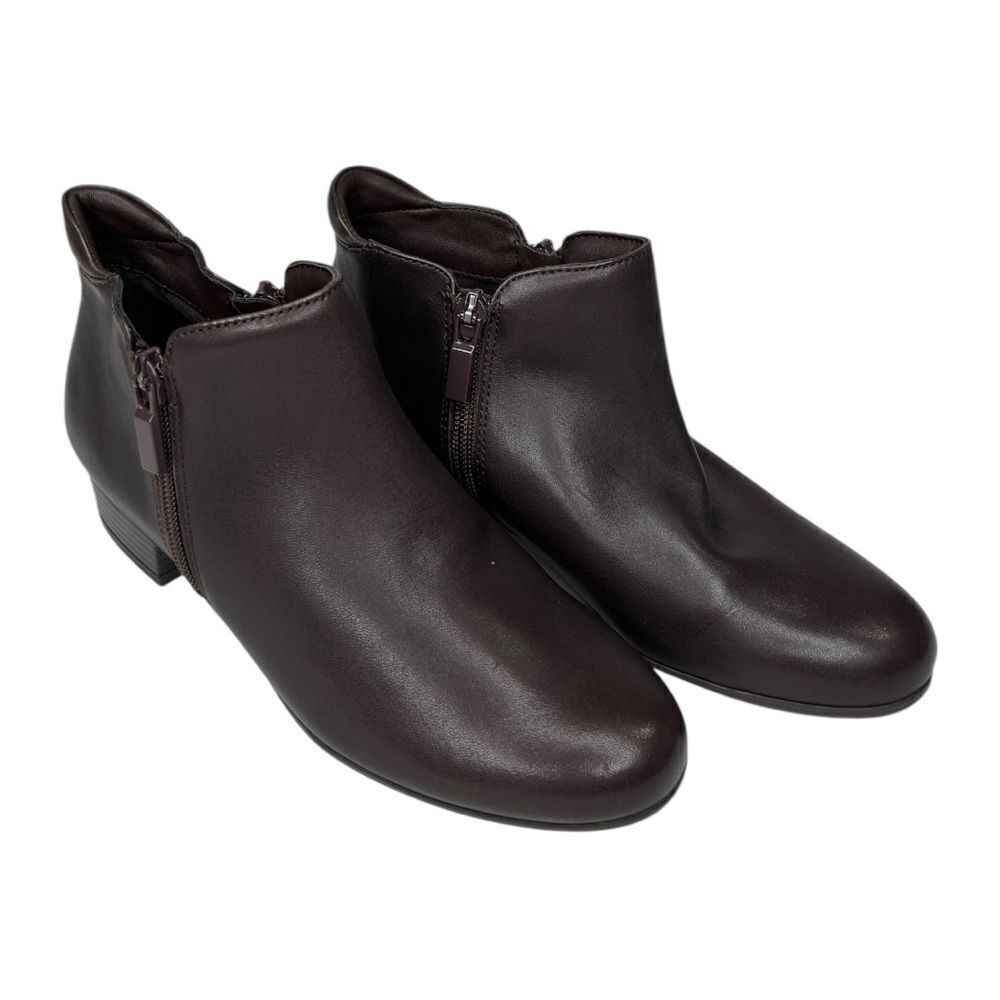 Trotters Leather Brown‎ Leather Ankle Boots Zipper Sz 5 NEW